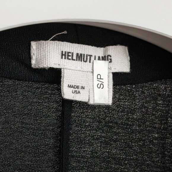 Helmut Lang Black Fold Over Draped Viscose-Blend Top - Picture 8 of 10